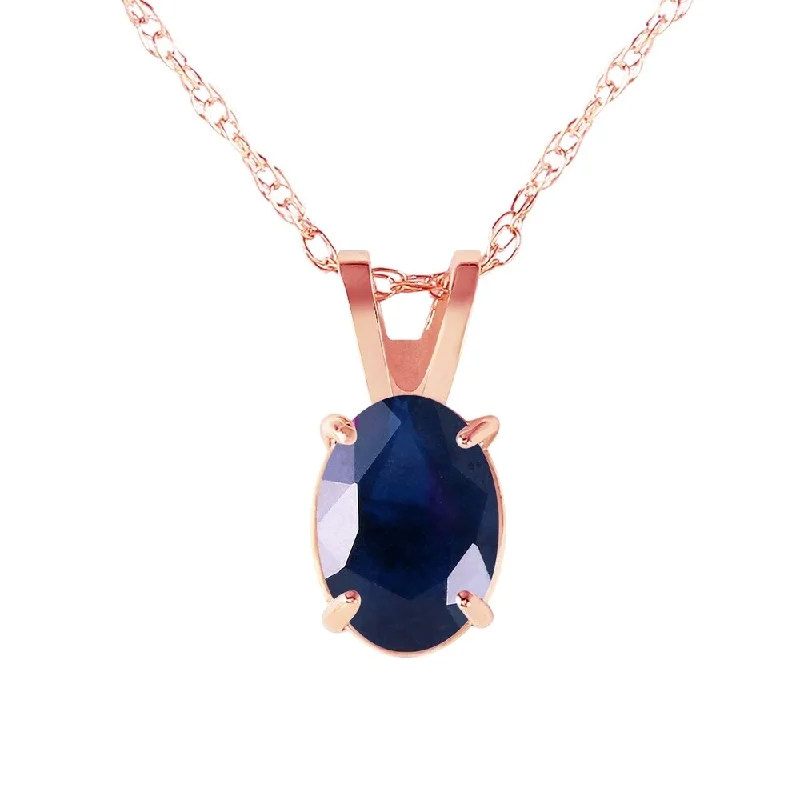 trendy crystal necklace for women -1 Carat 14K Rose Gold Solitaire Sapphire Necklace