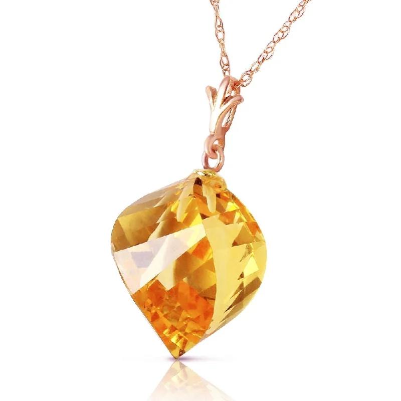 personalized gemstone necklace for women -11.75 Carat 14K Solid Rose Gold Necklace Twisted Briolette Citrine