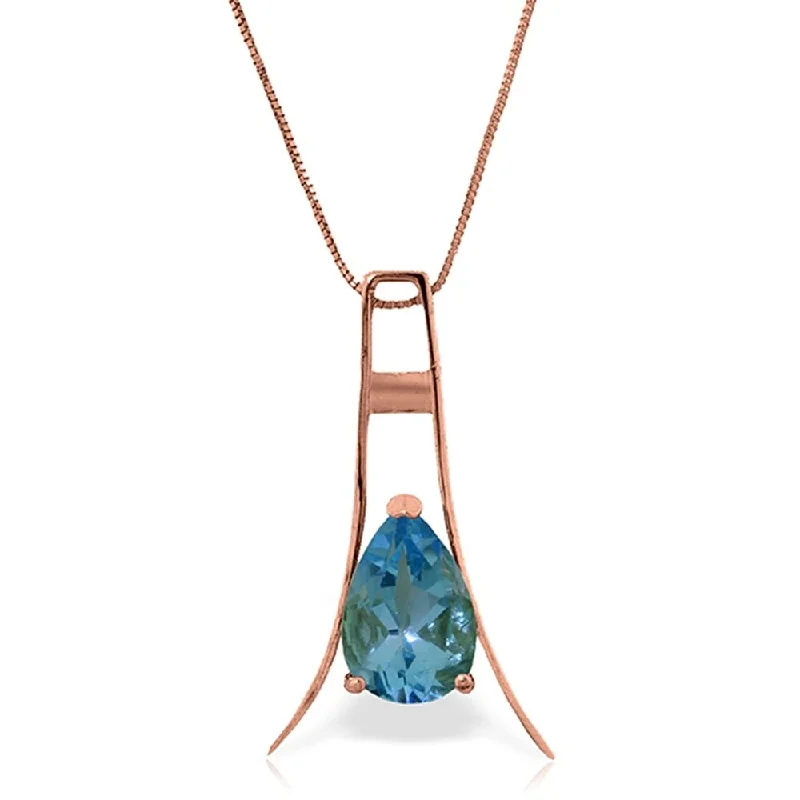 gold bar pendant necklace for men -14K Rose Gold Blue Topaz Platinum Necklace