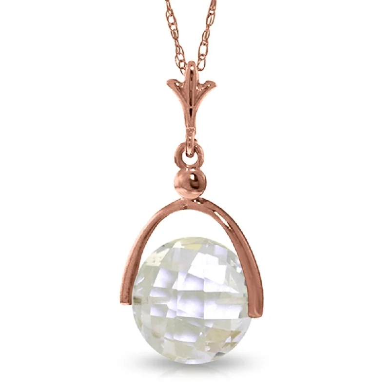 custom photo pendant necklace for women -14K Rose Gold Necklace w/ Checkerboard Cut Rose Topaz