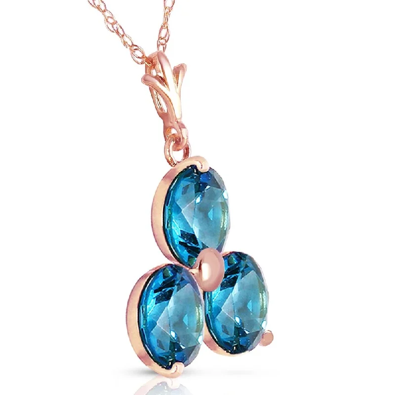 colorful gemstone necklace for women -14K Solid Rose Gold Necklace with Natural Blue Topaz