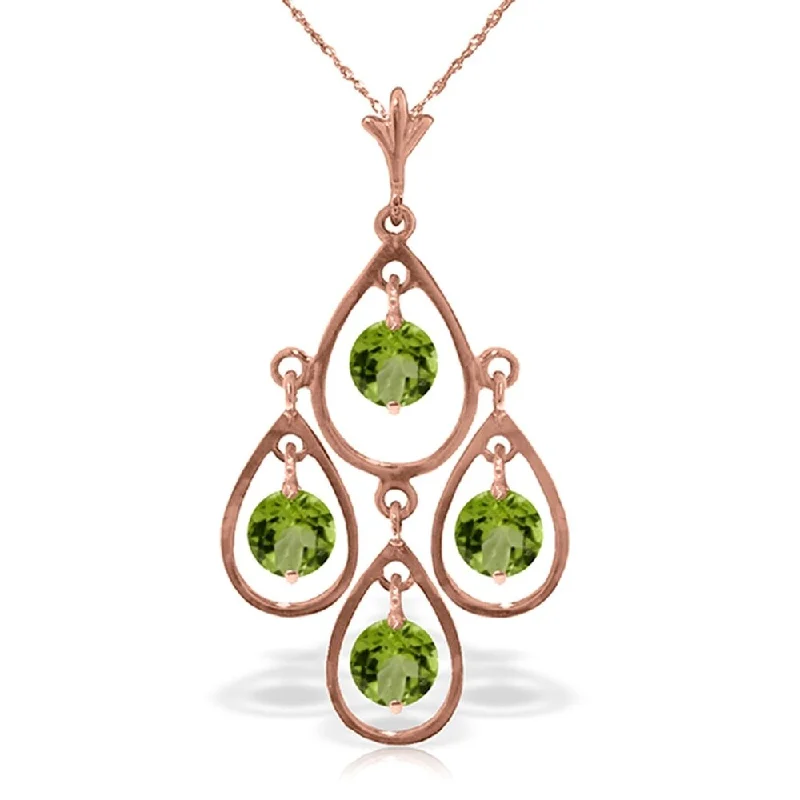 vintage gold name necklace for women -14K Solid Rose Gold Necklace with Natural Peridots