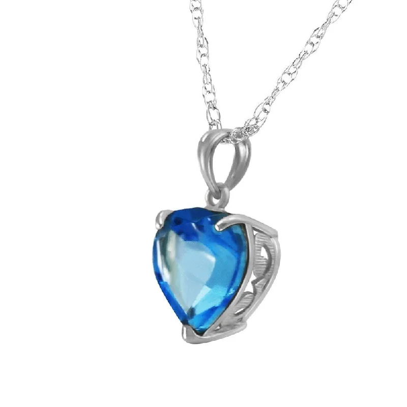 personalized letter pendant necklace -14K Solid White Gold Necklace with Natural 10mm Heart Blue Topaz