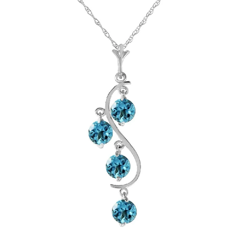 dainty layered chain necklace for women -2.25 Carat 14K White Gold Move The Earth Blue Topaz Necklace