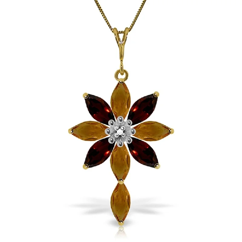 custom coordinate pendant necklace for couples -2 Carat 14K Gold Necklace Diamond, Citrine Garnet