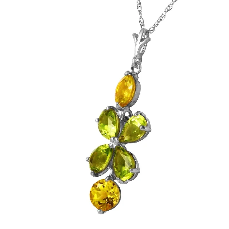 custom message necklace for women -3.15 CTW 14K Solid White Gold Necklace Peridot Citrine