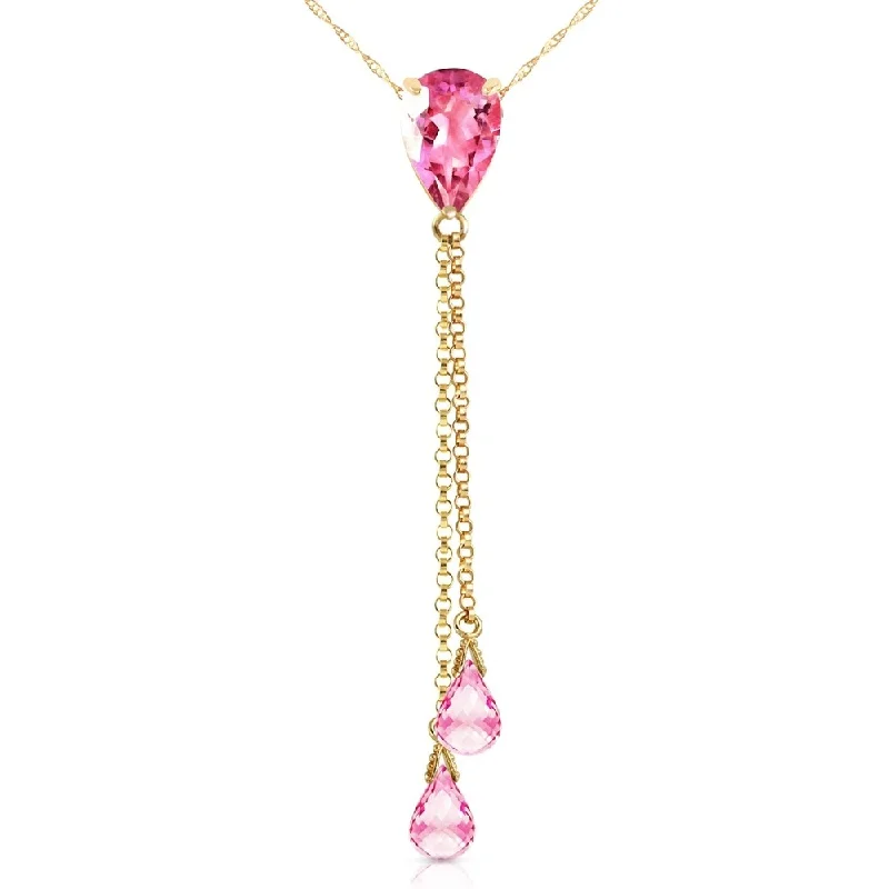 custom name necklace for gifts -3.75 Carat 14K Gold Necklace Pink Topaz