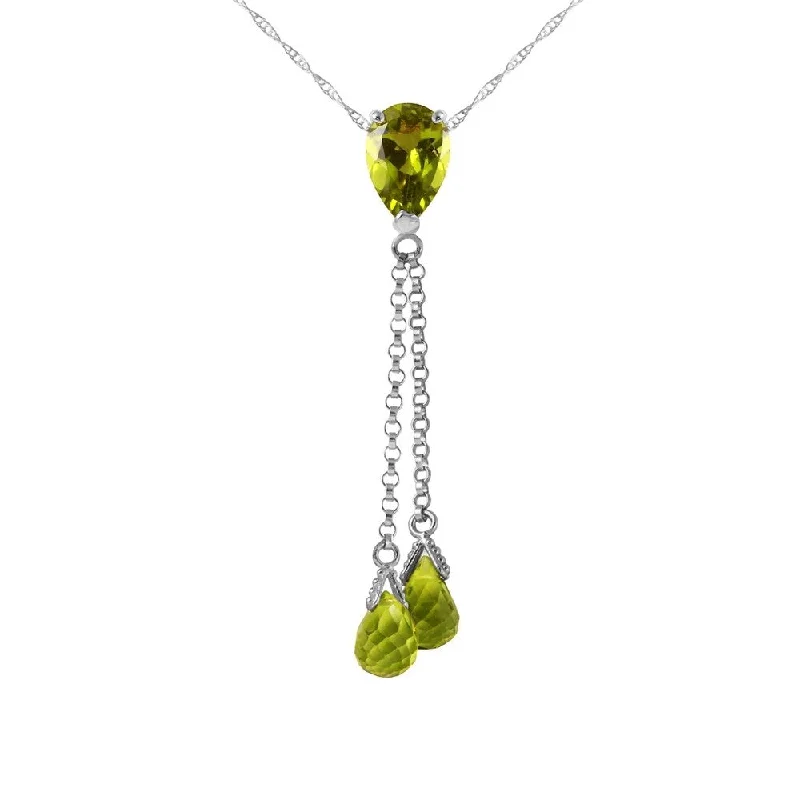 sapphire drop necklace for women -3.75 Carat 14K White Gold Necklace Peridot