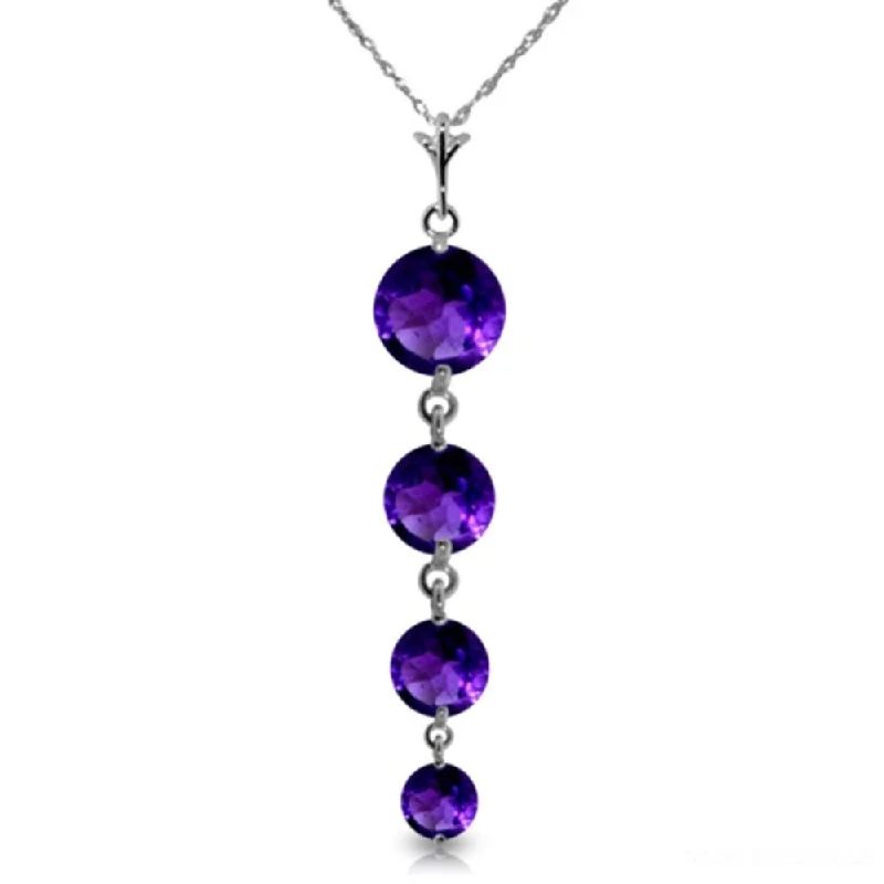 birthstone necklace for women -3.9 Carat 14K White Gold No Critique Amethyst Necklace