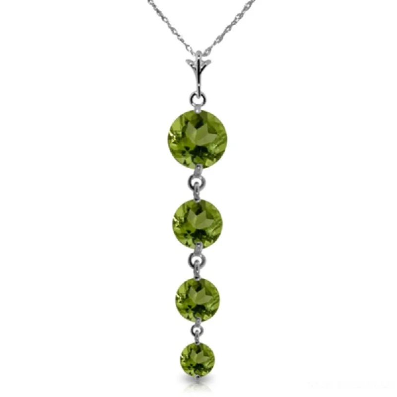 silver infinity necklace for men -3.9 Carat 14K White Gold Partake Peridot Necklace