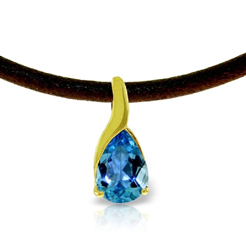 long chain pendant necklace for women -4.7 CTW 14K Solid Gold Admiration Blue Topaz Diamond Necklace