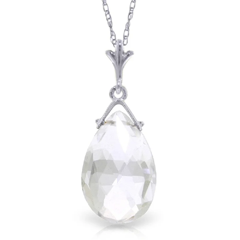 gold locket necklace for keepsakes -5.1 Carat 14K White Gold Necklace Briolette White Topaz