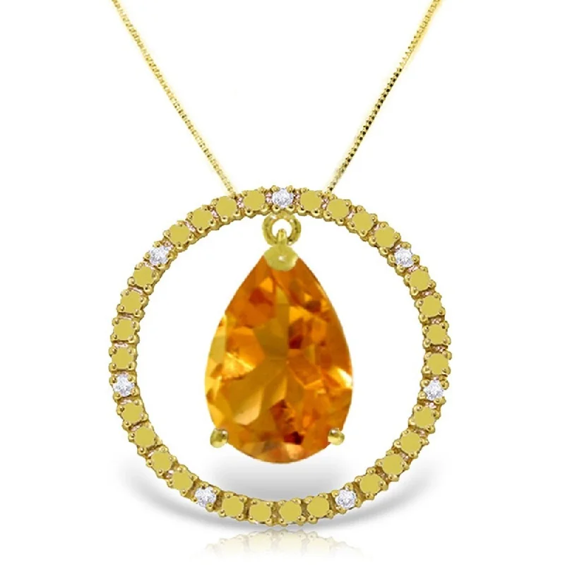 dainty layered chain necklace for women -6.6 Carat 14K Gold Diamond Citrine Circle of Love Necklace