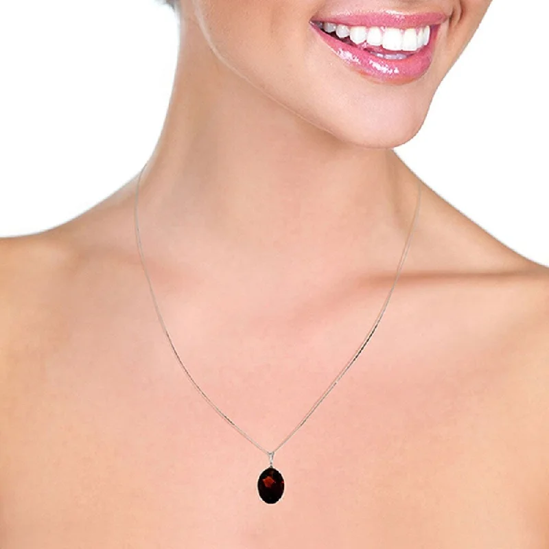 custom birthstone necklace for women -6 CTW 14K Solid White Gold Necklace Oval Garnet