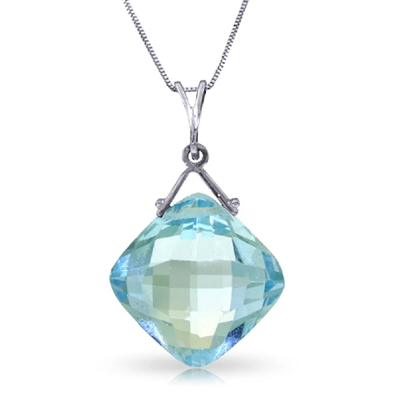 boho style pendant necklace for women -8.75 Carat 14K Solid White Gold Competence Blue Topaz Necklace