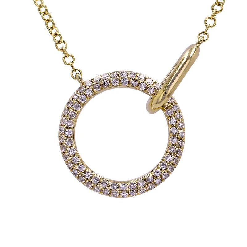 diamond solitaire necklace for women -ADDISON DIAMOND OPEN CIRCLE NECKLACE