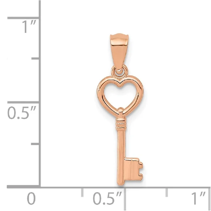 birthstone heart necklace for moms -Diamond2Deal 14K Rose Gold Key Pendant (L- 23 mm, W- 7 mm)