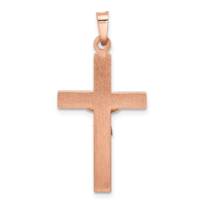 handmade pendant necklace for women -Diamond2Deal 14K Two-Tone Gold Hollow Crucifix Pendant (L- 32 mm, W- 17 mm)