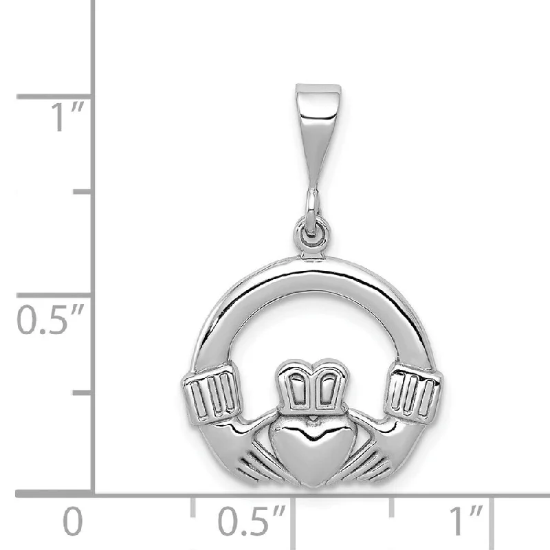 heart-shaped locket necklace for gifts -Diamond2Deal 14K White Gold Claddagh Pendant (L- 26 mm, W- 17 mm)