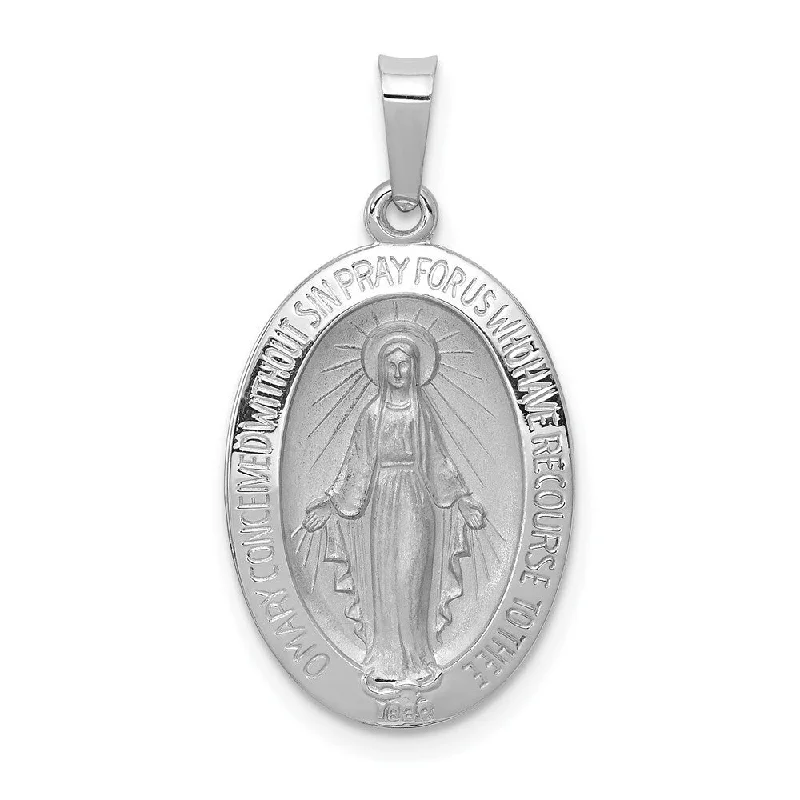 personalized initial pendant necklace for women -Diamond2Deal 14K White Gold Miraculous Medal Pendant (L- 27 mm, W- 14 mm)