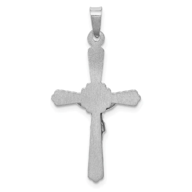 birthstone necklace for women -Diamond2Deal 14K White Gold Polished INRI Crucifix Pendant (L- 32 mm, W- 17 mm)