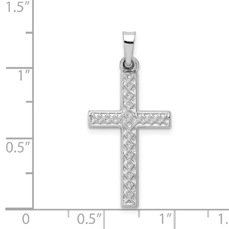 crystal charm necklace for women -Diamond2Deal 14K White Gold Polished Lattice Cross Pendant (L- 29.8 mm, W- 14.44 mm)