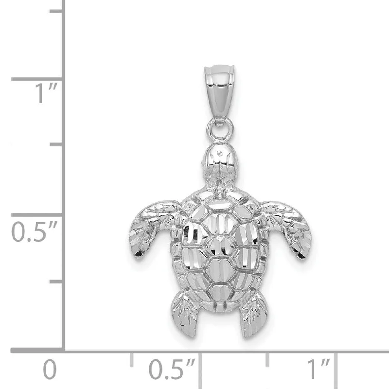 unique gold pendant necklace for women -Diamond2Deal 14K White Gold Polished Sea Turtle Pendant (L- 0.94 Inch, W- 0.67 Inch)