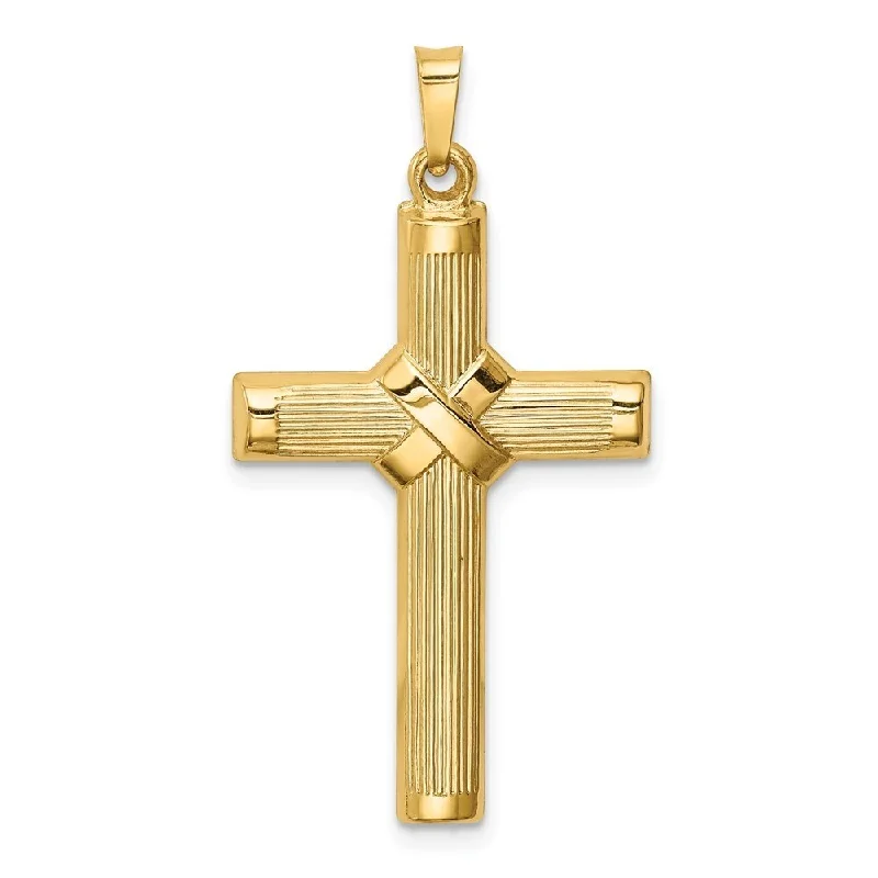 unique design pendant necklace for women -Diamond2Deal 14K Yellow Gold Hollow Polished Center X Cross Pendant (L- 1.43 Inch, W- 0.77 Inch)