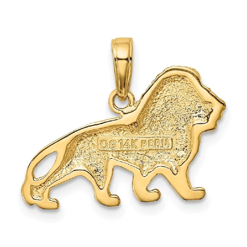 handmade charm necklace for women -Diamond2Deal 14K Yellow Gold Lion Pendant (L- 15 mm, W- 23 mm)