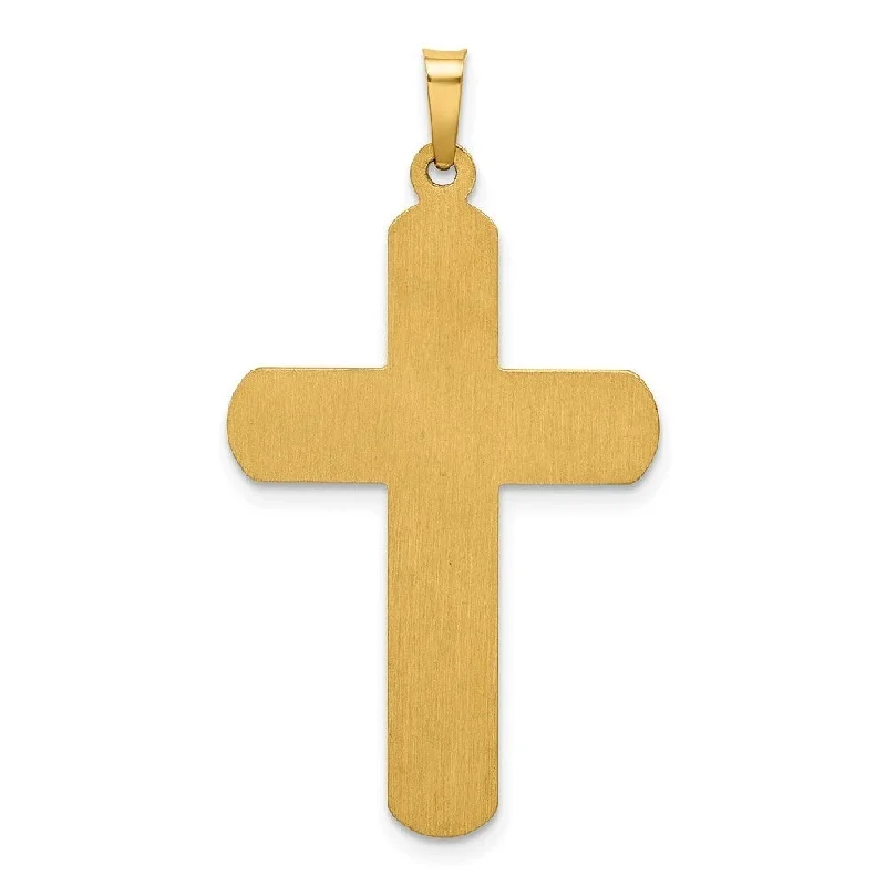 vintage gold name necklace for women -Diamond2Deal 14K Yellow Gold Polished and Textured Cross Pendant (L- 38.55 mm, W- 21.7 mm)