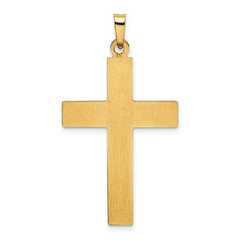 gold bar pendant necklace for men -Diamond2Deal 14K Yellow Gold Polished Cross Pendant (L- 36.07 mm, W- 20.17 mm)