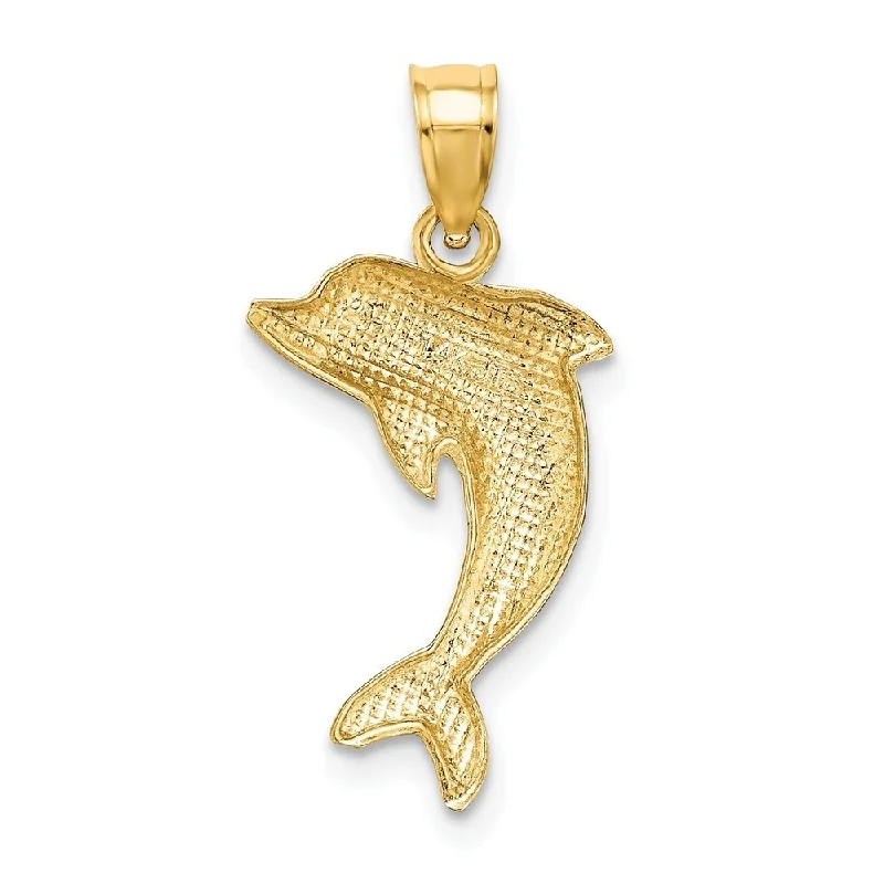 heart-shaped pendant necklace for women -Diamond2Deal 14K Yellow Gold Polished Dolphin Pendant (L- 20 mm, W- 13 mm)