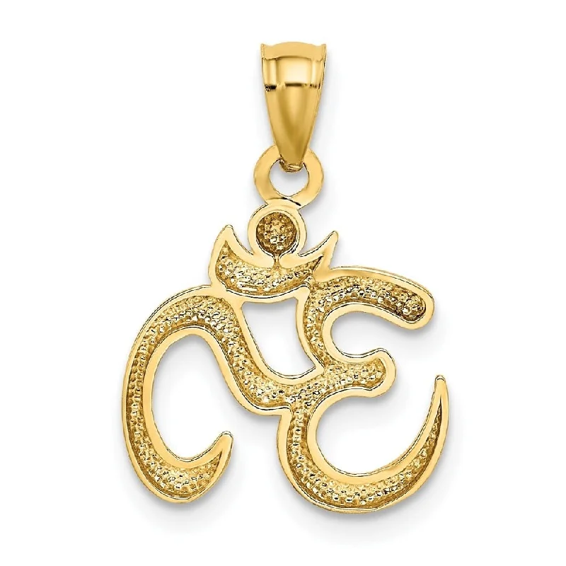 personalized letter pendant necklace -Diamond2Deal 14K Yellow Gold Polished Om Symbol Pendant