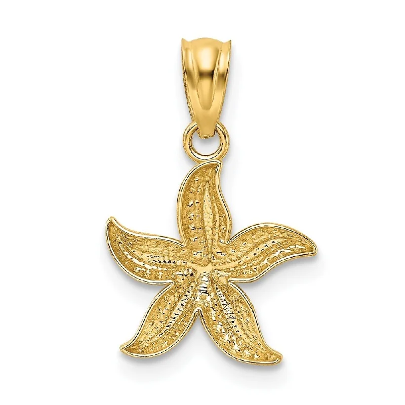 custom birthstone necklace for women -Diamond2Deal 14K Yellow Gold Rhodium Plated Diamond-cut Starfish Pendant (L- 19 mm, W- 12 mm)