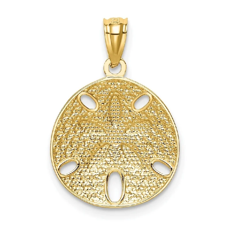 gold cross pendant necklace for women -Diamond2Deal 14K Yellow Gold Rhodium Plated Polished Sand Dollar Pendant (L- 22 mm, W- 15 mm)