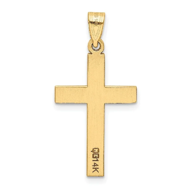 handmade pendant necklace for women -Diamond2Deal 14K Yellow Gold Satin Cross Pendant (L- 28 mm, W- 15 mm)