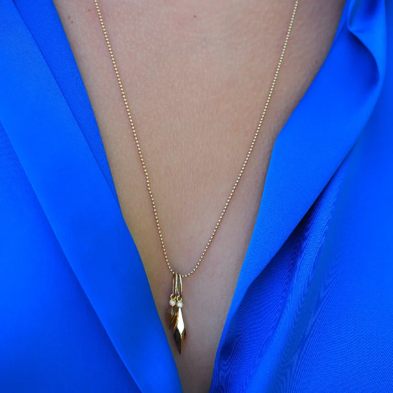 gold pendant necklace for women -TWO FACED - DOUBLE DAGGER DROP NECKLACE