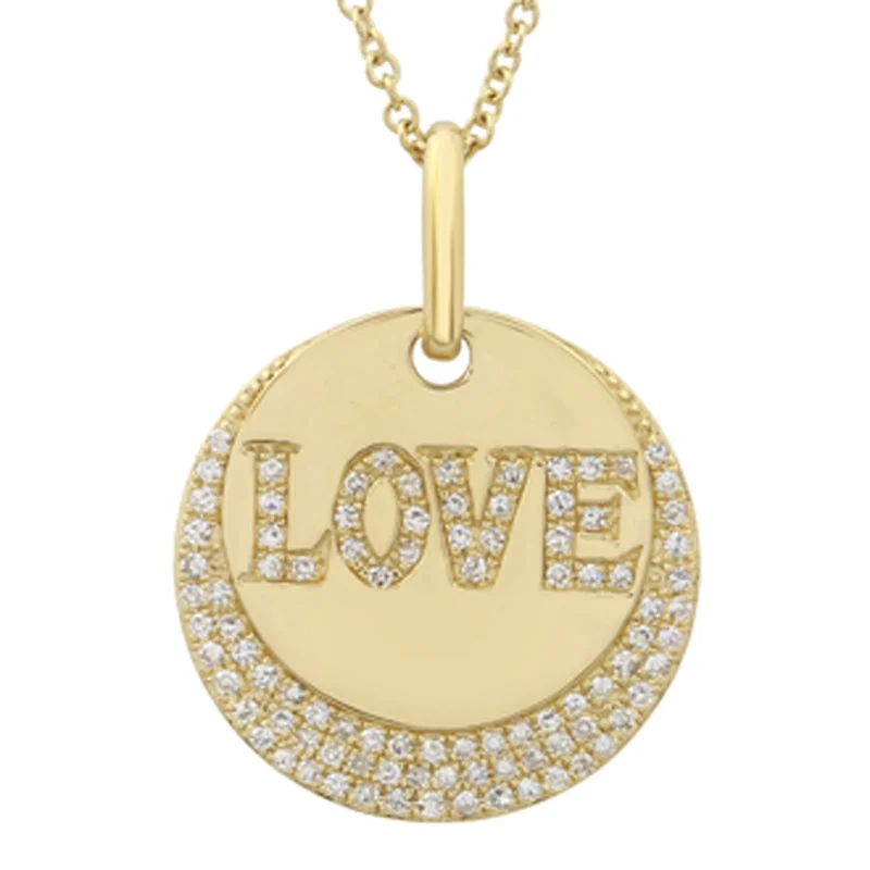 sapphire drop necklace for women -LOVE  DISC NECKLACE