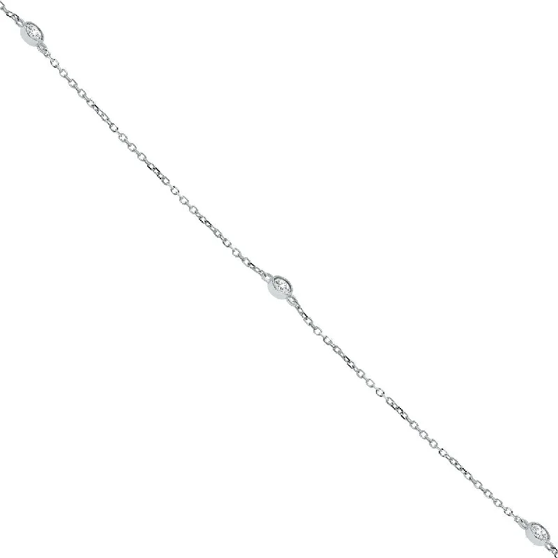 silver layered choker necklace for women -Marquee 1/2 Carat TW Bezel Set Diamond Station Necklace in 14K White Gold