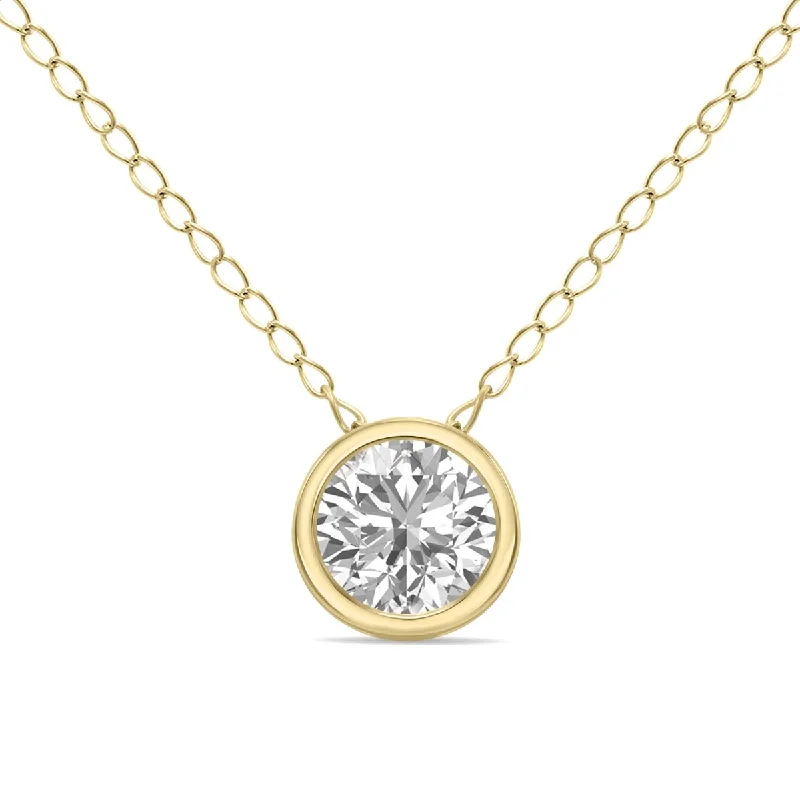 personalized name chain necklace for women -Marquee 1/3 Carat Lab Grown Diamond Bezel Pendant in 14K Yellow Gold