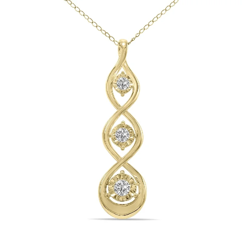 colorful gemstone necklace for women -Marquee 1/3 CTW Three Stone Lab Grown Diamond Pendant in 10K Yellow Gold (F-G Color, VS1- VS2 Clarity)