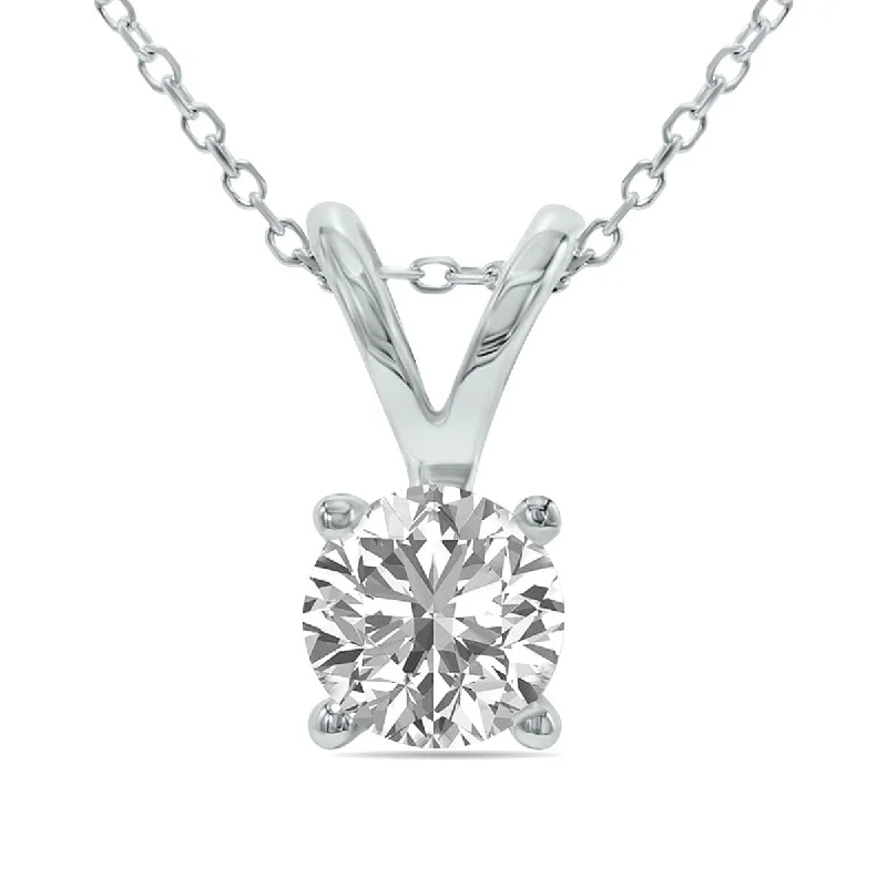 unique gold pendant necklace for women -Marquee Certified 3/4 Carat Lab Grown Diamond Solitaire Pendant in 14K White Gold (F-G Color, VS1-VS2 Clarity)