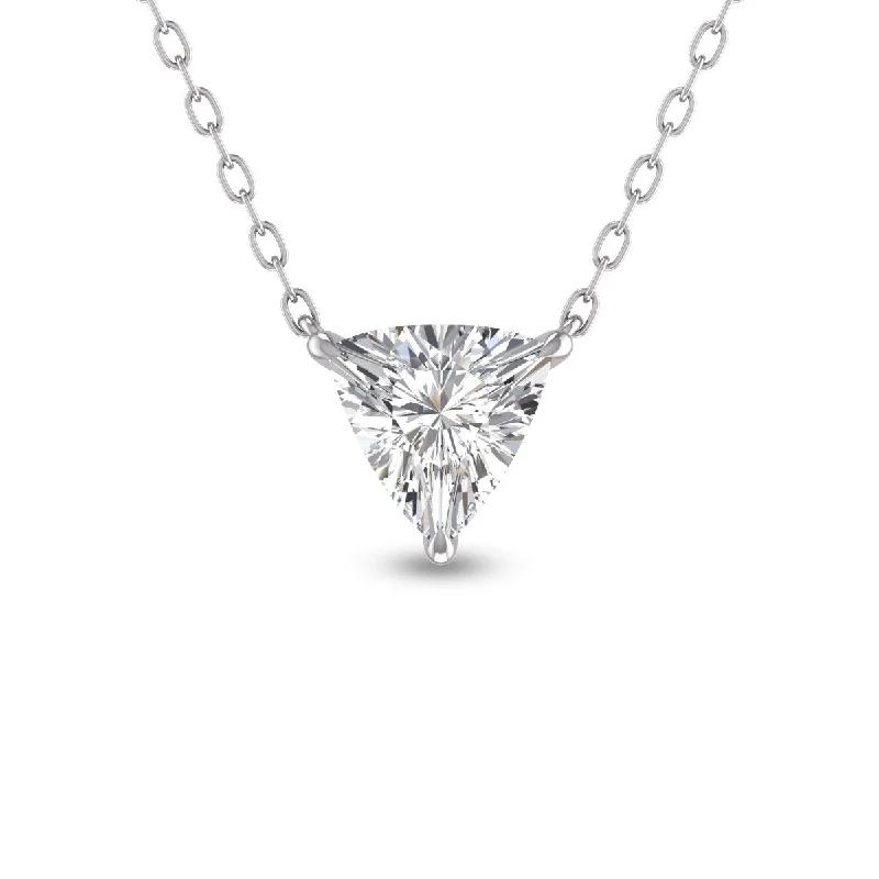 elegant diamond pendant necklace for women -Marquee Lab Grown 1/2 Carat Floating Trillion Shaped Diamond Solitaire Pendant in 14K White Gold