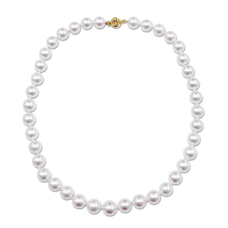 silver infinity necklace for men -Miadora Signature Collection 14k Yellow Gold South Sea White Pearl Necklace (10-11.5 mm) - Yellow Gold/White - 10-11.5 mm