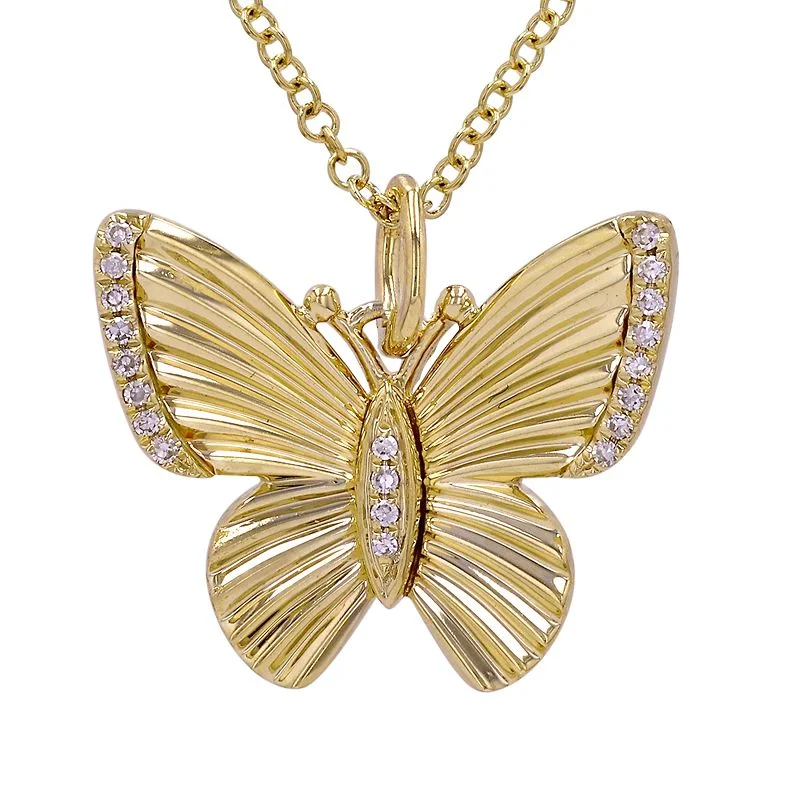 personalized name chain necklace for women -TAYLOR FLUTED BUTTERFLY NECKLACE