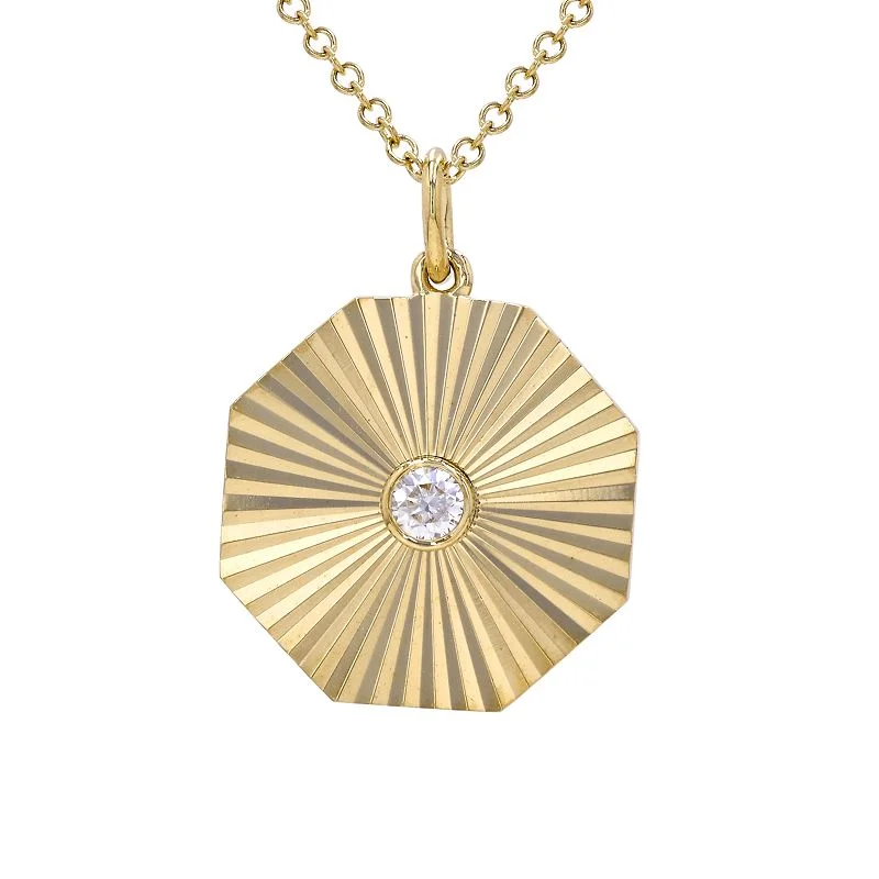 luxury gold pendant necklace for women -TREVOR FLUTED OCTAGON DIAMOND NECKLACE