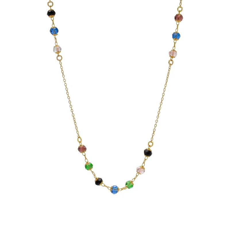 gold necklace with charm for women -Victoria Townsend Gold Plated Multi Color Bead Necklace