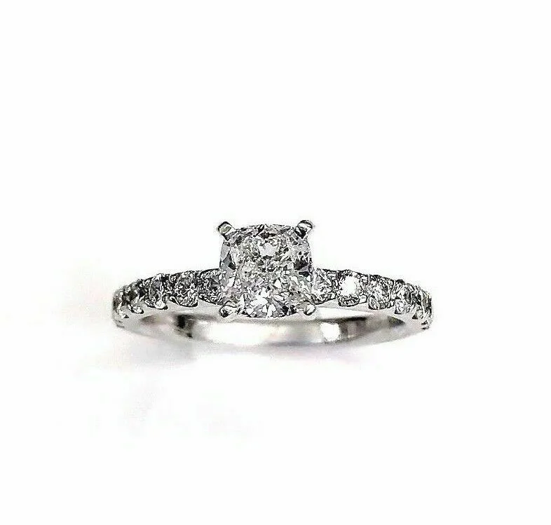 vintage inspired diamond engagement ring -1.29 Carats GIA Diamond Engagement Ring 0.75 D SI1 GIA Cushion Center Stone 14K