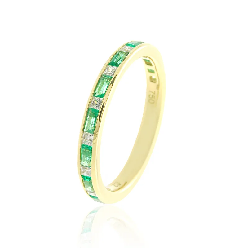 custom wedding band with initials -Emerald & Diamond Ring