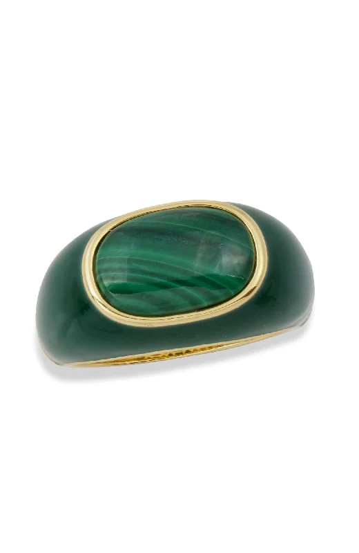 wedding ring with emerald accents -18K GOLD PLATED GREEN ENAMEL